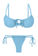 Carregar imagem no visualizador da galeria, Product Front: Rio De Sol Ensemble Set Dots-Sky Balconet-Tie Pipa
