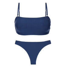 Carregar imagem no visualizador da galeria, Product Front: Rio De Sol Ensemble Set Navy Bandeau-Reto Nice-Fio
