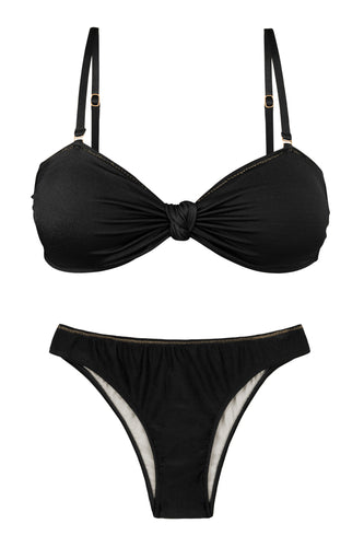 Product Front: Rio De Sol Ensemble Set Shimmer-Black Bandeau-Joy Essential