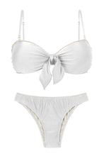Carregar imagem no visualizador da galeria, Product Front: Rio De Sol Ensemble Set Shimmer-White Bandeau-Knot Essential
