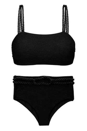 Product Front: Rio De Sol Ensemble Set St-Tpz-Black Reto Hotpant-High