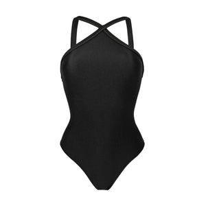 Product Front: Rio De Sol Une Pièce Shimmer-Black High-Neck
