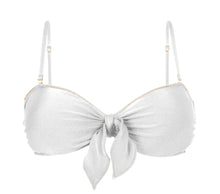 Carregar imagem no visualizador da galeria, Product Front: Rio De Sol Haut Top Shimmer-White Bandeau-Knot
