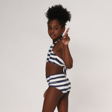 Carregar imagem no visualizador da galeria, Model Back: Uv Line Deux Pièces Fille Bikini Set Listras Upf50+

