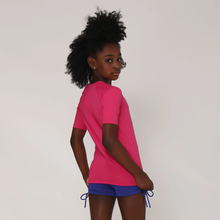 Carregar imagem no visualizador da galeria, Model Back: Uv Line T-Shirt Camiseta Kids Uvpro Mc Pink Upf50+

