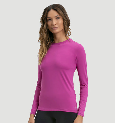 Model Front: Uv Line T-Shirt Camiseta Uvpro Ml Pink Upf50+