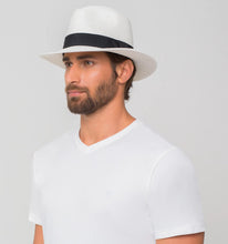Carregar imagem no visualizador da galeria, Model Back: Uv Line Chapeau Panama Chapeu Shanghai Imp Uni Branco/Preto
