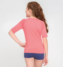 Carregar imagem no visualizador da galeria, Model Back: Uv Line T-Shirt Kids Fpu50+ Uvpro Short Sleeve T-Shirt Coral Uv
