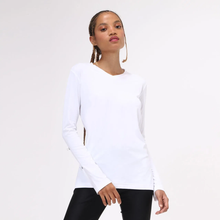 Carregar imagem no visualizador da galeria, Model Front: Uv Line Fitness Haut Sport Fit Branco Fem
