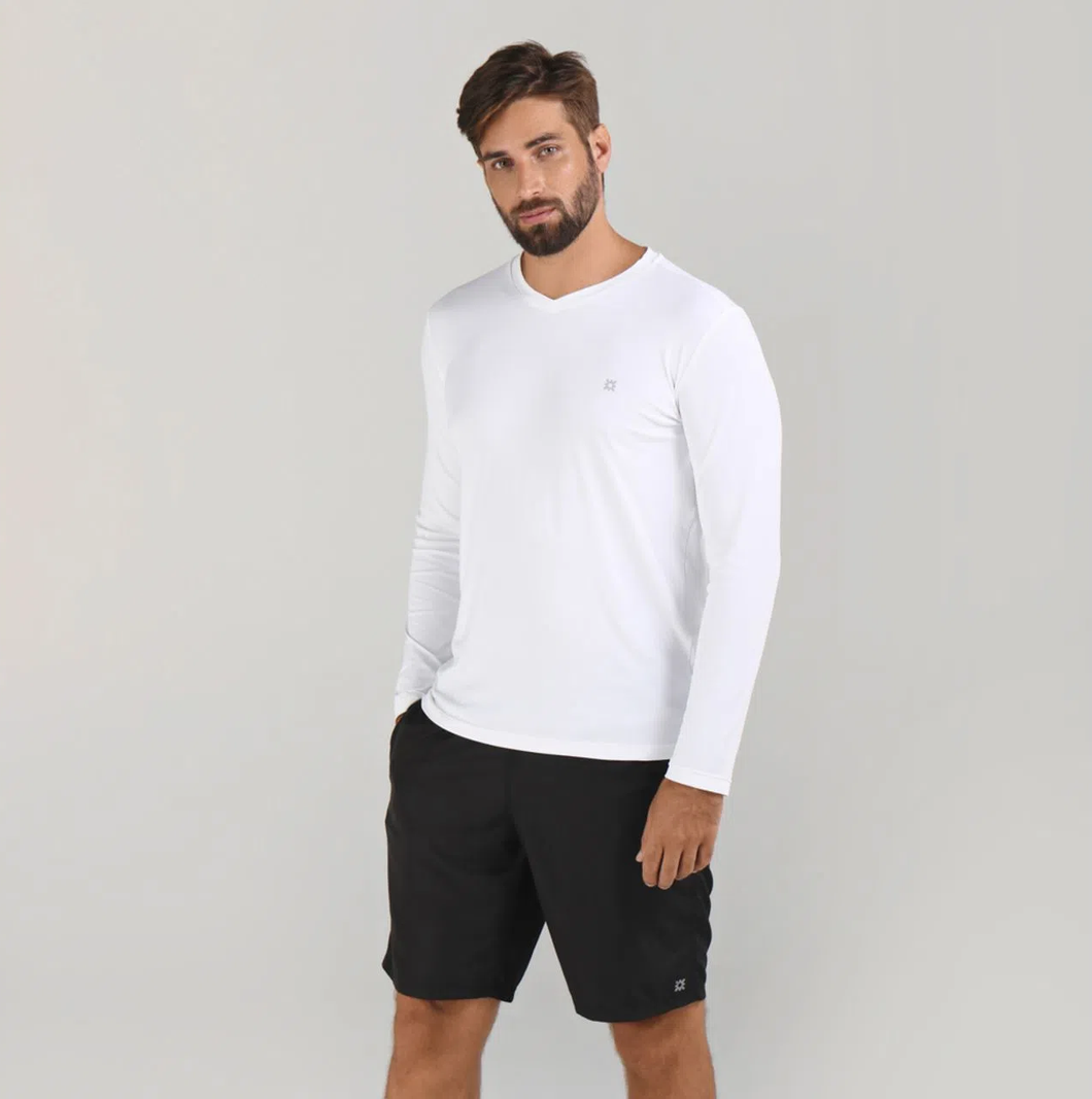 Model Front: Uv Line Fitness Haut Sport Fit Ml Branco Msc