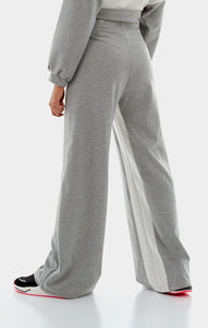 Calca Bicolore Pantalona Cinza