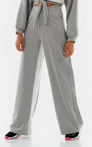 Calca Bicolore Pantalona Cinza