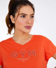 Carregar imagem no visualizador da galeria, T-Shirt Cropped Skin Fit Gym Laranja Pitanga
