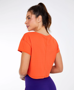 T-Shirt Cropped Skin Fit Gym Laranja Pitanga